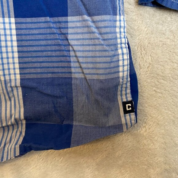 Chaps Mens Shirt XL Blue & White Plaid Button-Down Long Sleeve 100% Cotton - Picture 10 of 12